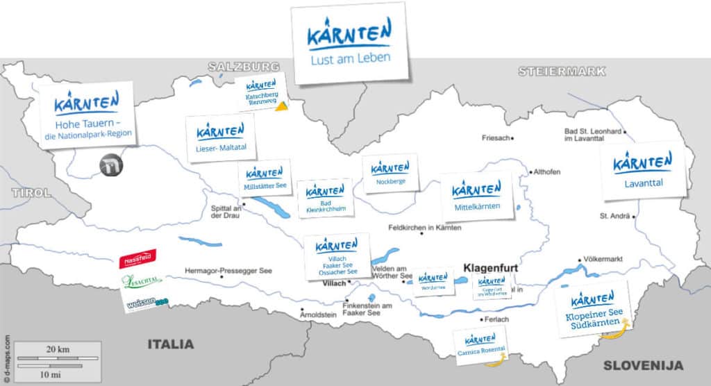 Urlaubsregionen - Kärnten Karte