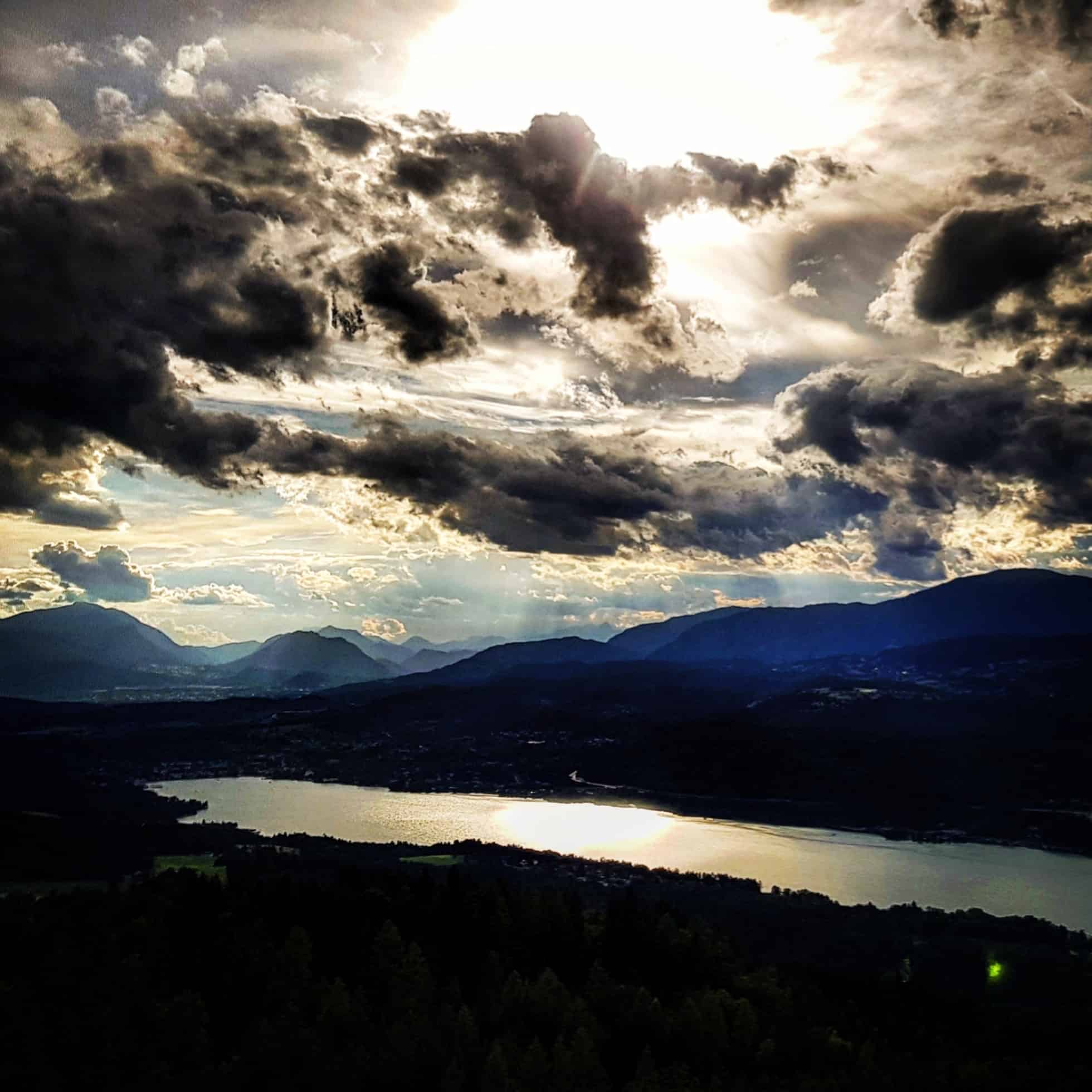 Sonnenuntergang Wolken Velden Wörthersee Pyramidenkogel Ausflug