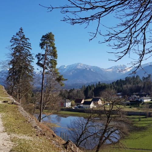 Wandern mit Kinderwagen durch Tierpark Rosegg