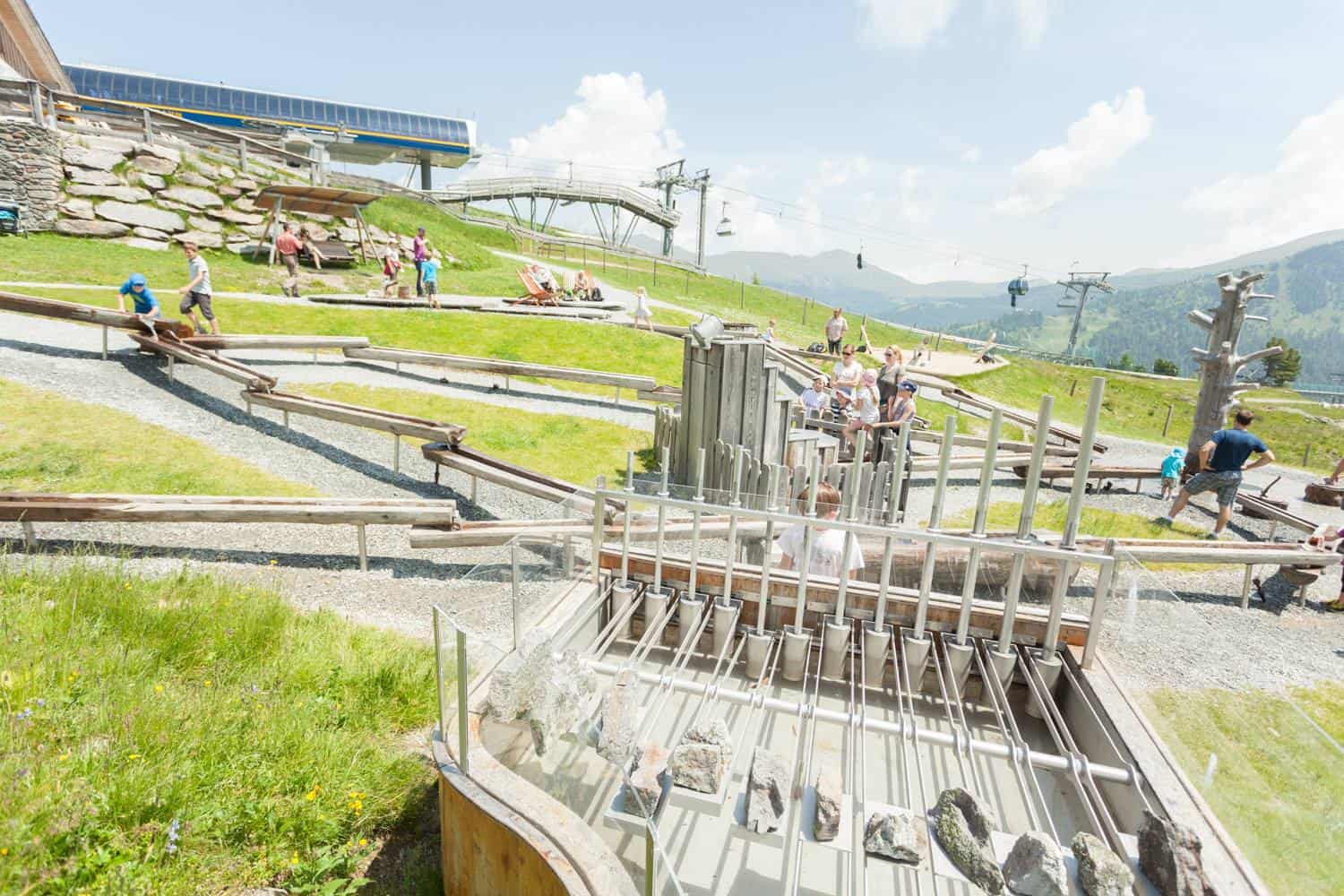 Kinderspielplatz Nocky's Almzeit auf der Turracher Höhe in Kärnten an der Grenze zu Steiermark in Österreich