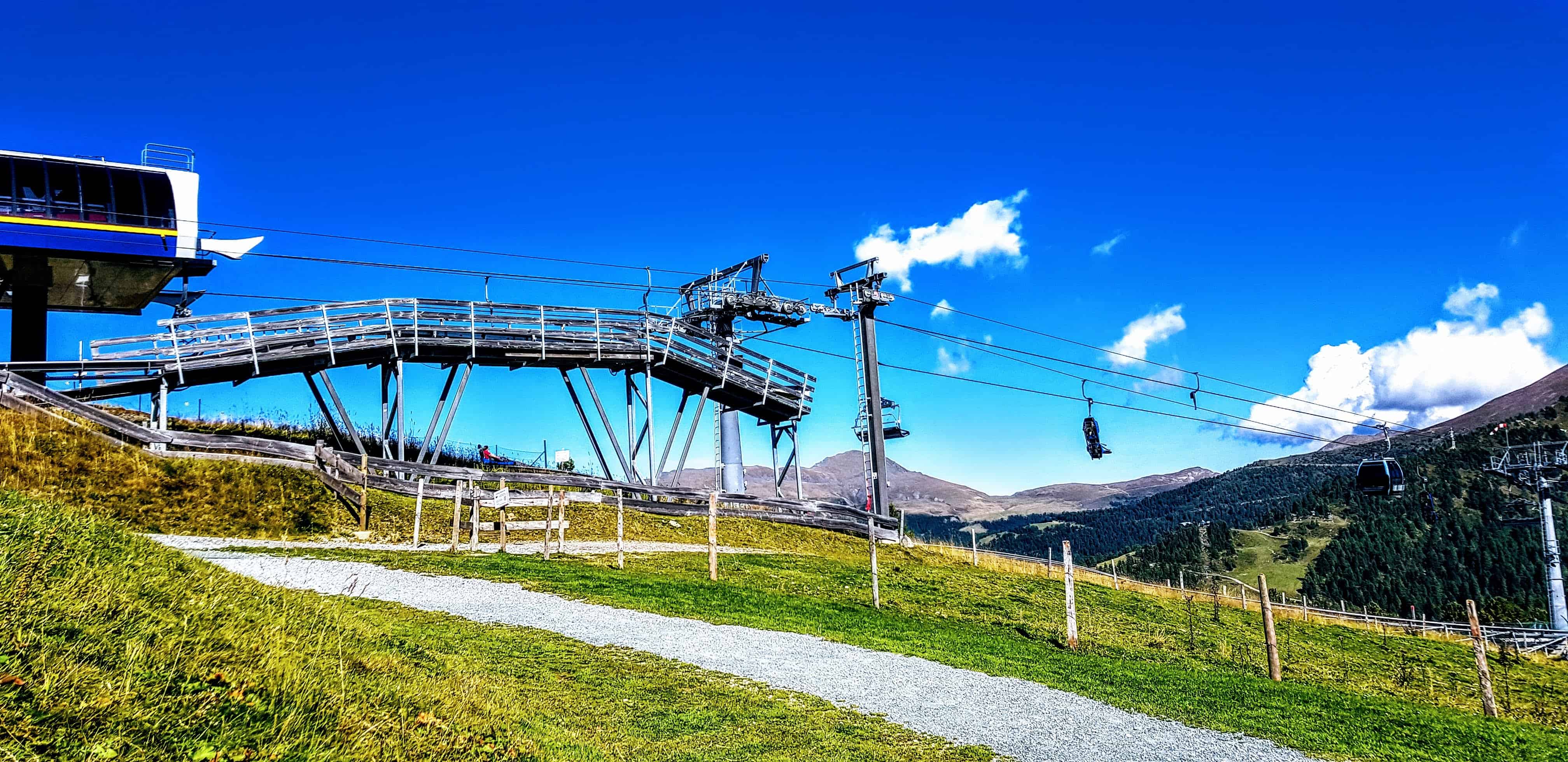 Sommer-Bergbahn Panoramabahn Nocky Flitzer Turracher Höhe Gipfel und Start Sommerrodelbahn