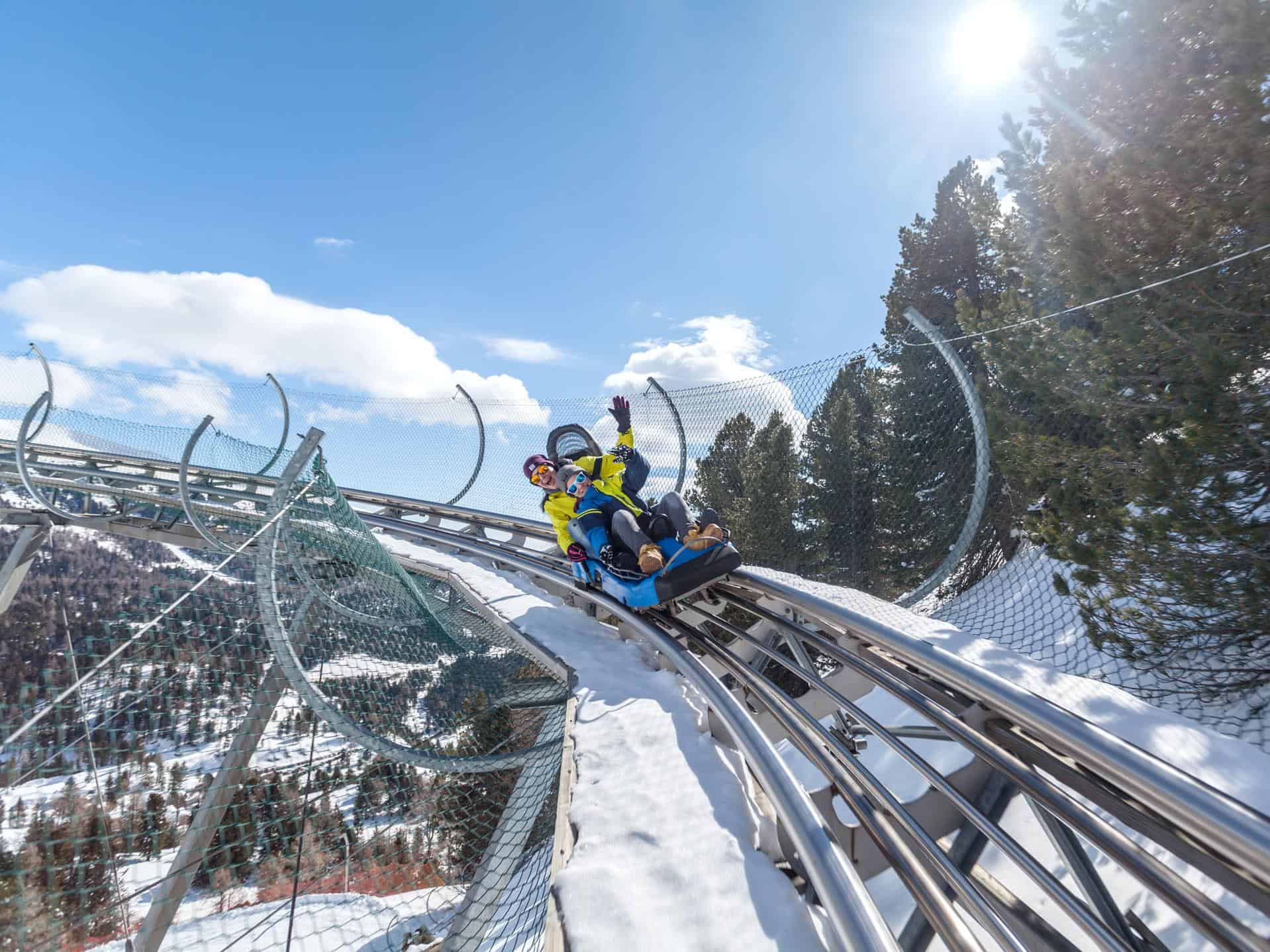 Rodelbahn Nocky Flitzer im Winter auf der Turracher Höhe in Kärnten und Steiermark