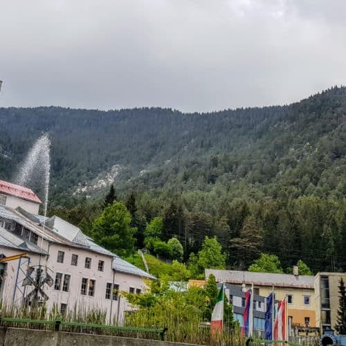 Das sehenswerte Schaubergwerk Terra Mystica in Bad Bleiberg bei Villach - Gebäude von außen