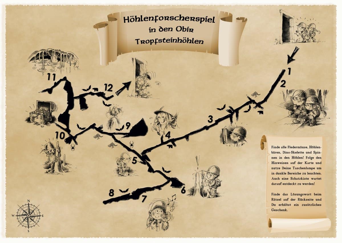 Familienfreundliche Schatzsuche in Obir Tropfsteinhöhle in Kärnten