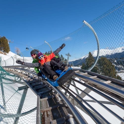 Nocky Flitzer Turracher Höhe - Alpen-Achterbahn in Österreich hat auch im Winter geöffnet.