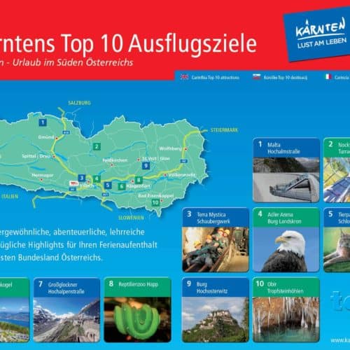 Kärntens TOP Ausflugsziele am und rund um den Wörthersee - Karte