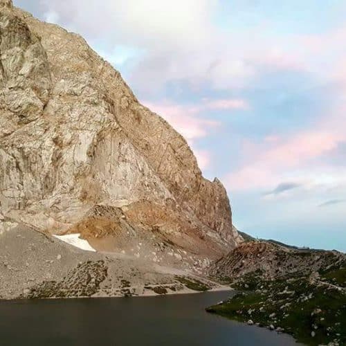 Sonnenuntergang am Wolayersee in den Karnischen Alpen in Kärnten