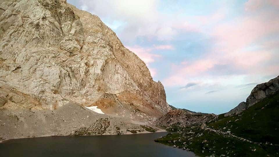 Sonnenuntergang am Wolayersee in den Karnischen Alpen in Kärnten