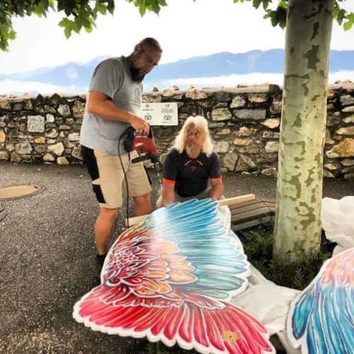 Montage Fotowand mit Flügel von Wieser Art in Kärnten