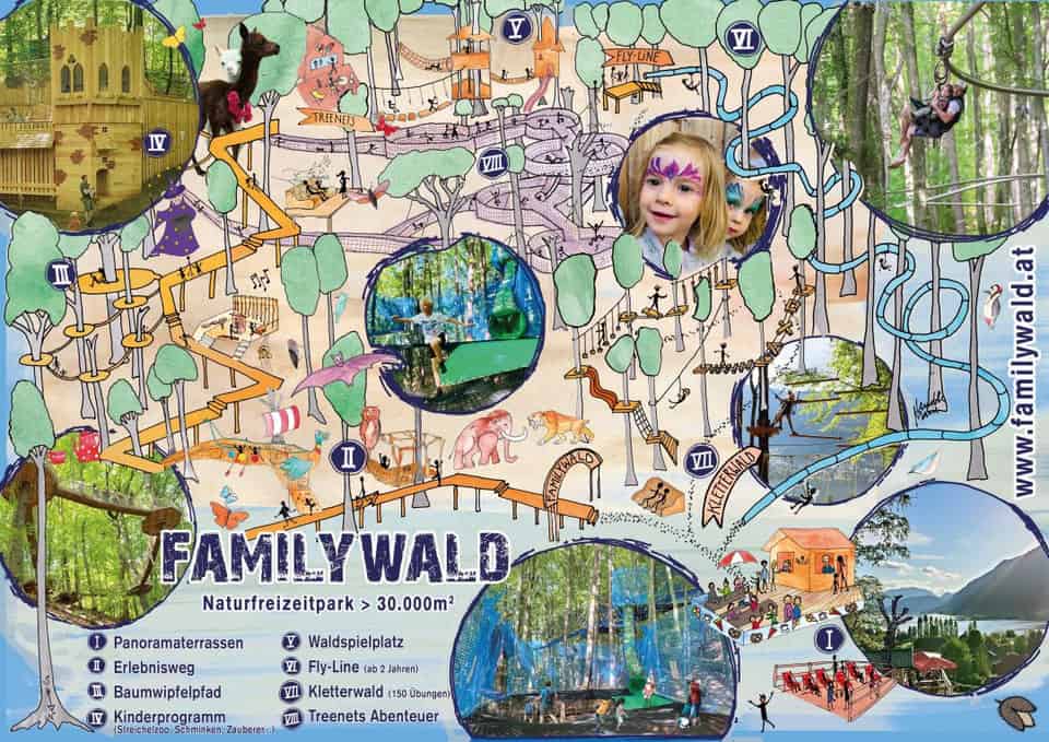 Karte Ausflugsziel am Ossiacher See - Familywald in Kärnten Karte Ausflugsziel am Ossiacher See - Familywald in Kärnten